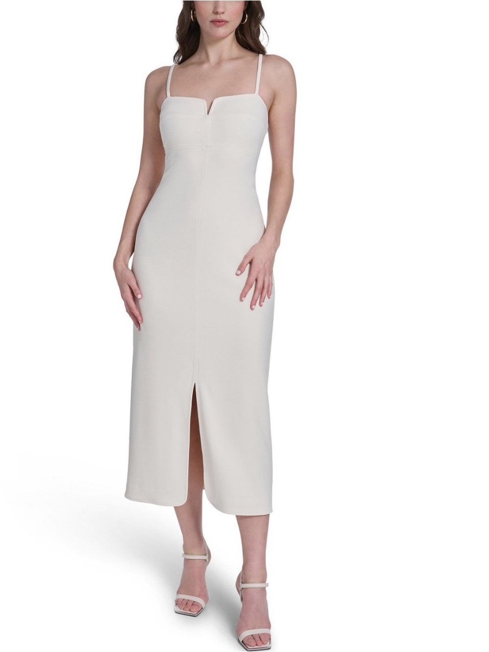 VINCE CAMUTO Sweetheart Neck Front Slit Midi Dress